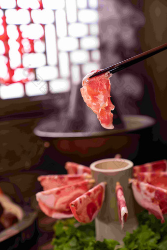 涮羊肉中国菜摄影特色写实照片