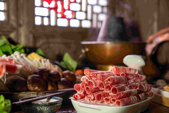 火锅饮食餐桌特色写实素材