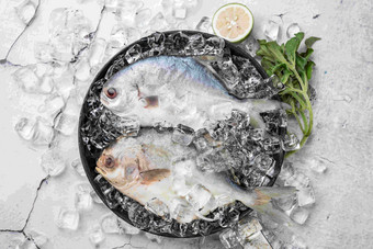 鱼食品海洋生物柠檬片氛围图片
