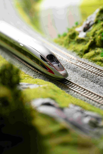 高速列车电车轨道交通想象写实图片