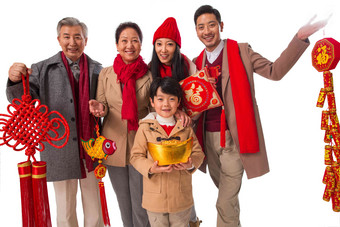 幸福家庭新年儿童东亚传统节日高清摄影