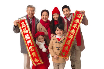 幸福家庭新年中国庆祝祖父写实摄影图