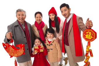 幸福家庭新年老年人东亚大半身高清摄影