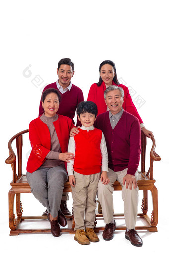 幸福家庭新年老年人东方人五个人高端场景