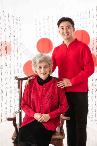 幸福母子庆祝<strong>新年</strong>女人高端场景