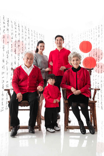 快乐的东方家庭庆贺新年成年人氛围摄影图