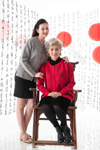 幸<strong>福</strong>母女庆祝<strong>新</strong>年