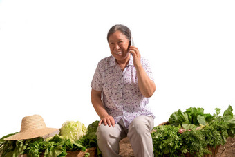 菜农在打电话打电话高质量摄影