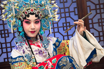 演员唱戏中国人彩色图片氛围拍摄