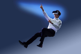 戴VR眼镜男士商务触摸高端摄影图