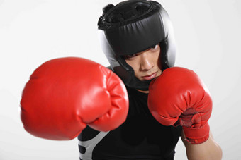 东方青年男子拳击运动活力清晰镜头
