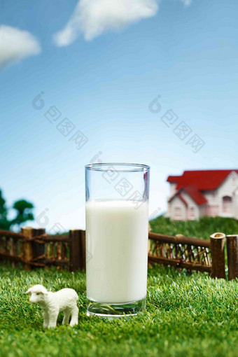 牛奶牧场饮料杯子健康高清拍摄
