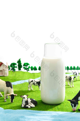 牛奶牧场农场创意写实图片