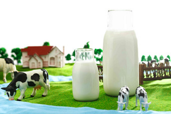 牛奶牧场绿色创意写实相片