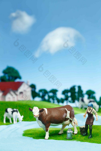 奶牛牧场微观彩色图片白云