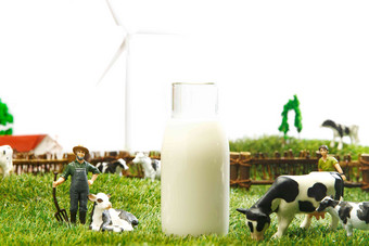 牛奶牧场奶牛杯子能源清晰影相