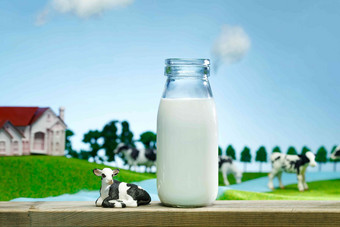 牛奶牧场概念房屋草原氛围素材