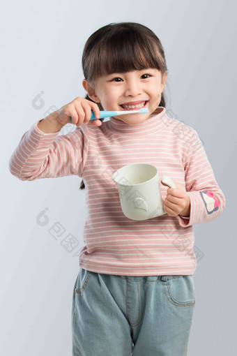 刷牙可爱单独中国清新写实素材