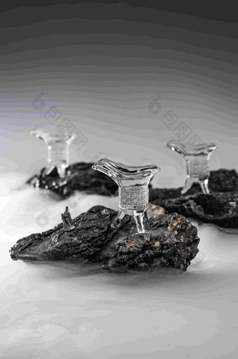 中国古代传统酒杯岩石清晰镜头
