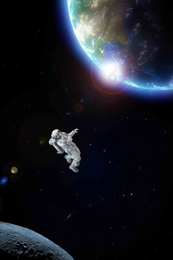 航天员在宇宙空间遨游未来氛围镜头