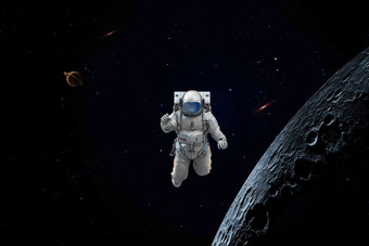 航天员在宇宙空间遨游宇航员写实拍摄