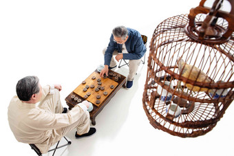 老年人下象棋棋子成年人衰老过程氛围素材