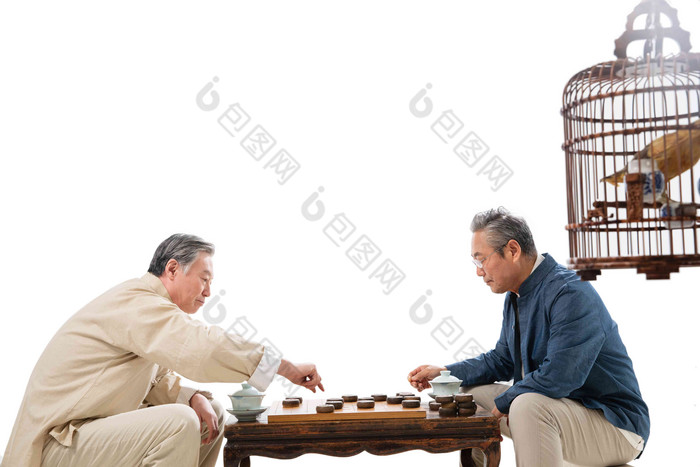 老年人下象棋老年社区休闲生活摄影图