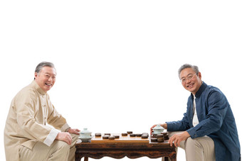 老年人下象棋友谊中国人传统服装高质量摄影图