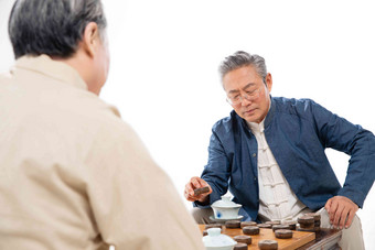 老年人下象棋男人<strong>茶杯</strong>人老心不老高端相片