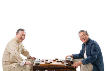 老年人下象棋老年男人盖碗东方人清晰照片