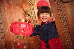 新年可爱儿童中国元素健康的清晰影相