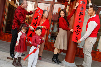 幸福新年家庭儿子传统节日