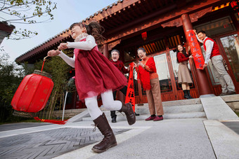 幸福新年亚洲女孩唐装高端摄影