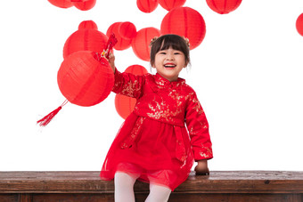 小女孩新春中国人童年欢乐高清相片