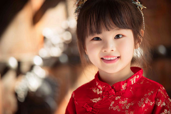 可爱的小女孩过新年亚洲人高端镜头
