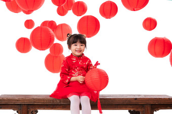 小女孩新春东方春节漂亮的清晰摄影图