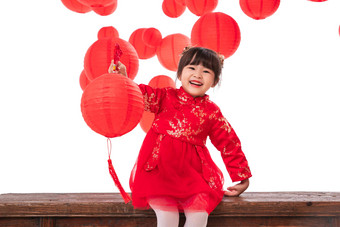 小女孩新春中国女孩露齿一笑高质量相片