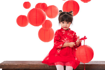小女孩<strong>新春</strong>亚洲仅儿童氛围摄影图