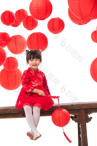 小女孩新春传统文化传统节日5到6岁清晰场景