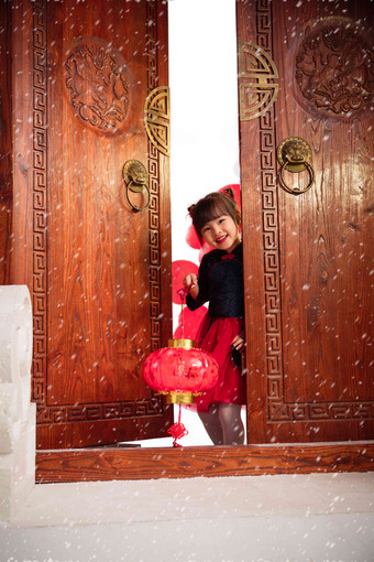 漂亮的新年中国人微笑氛围影相