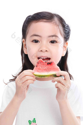 可爱的小女孩吃西瓜西瓜高质量图片