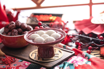 汤圆和红枣节日氛围拍摄