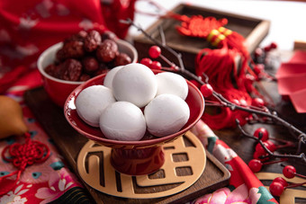 汤圆和红枣中国文化清晰影相