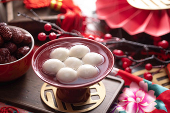 汤圆新年饮食中国文化氛围摄影图