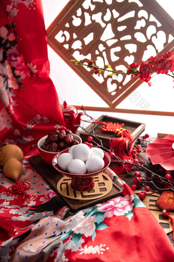 汤圆和红枣中国文化清晰影相