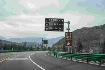 张家口崇礼公路河北省<strong>护栏</strong>汽车<strong>广告</strong>背景图高端摄影图