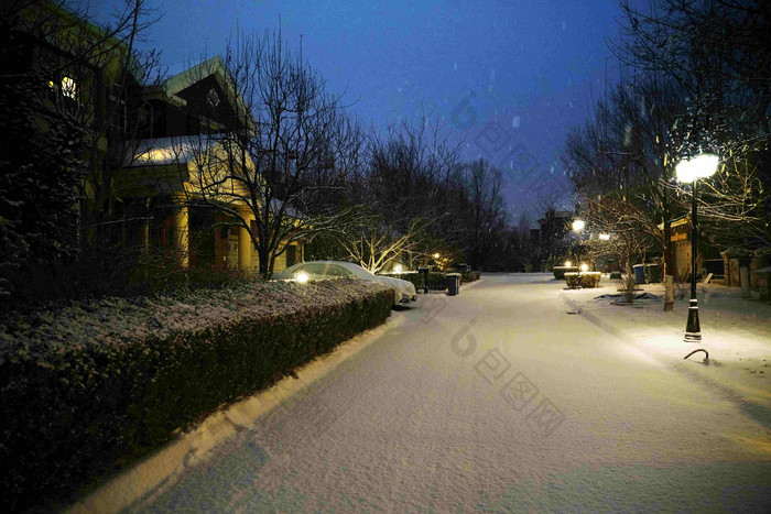 别墅区雪景东方民居写实影相