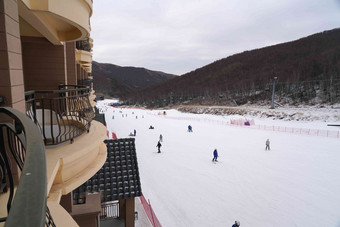 滑雪场雪场儿童冬天安全素材