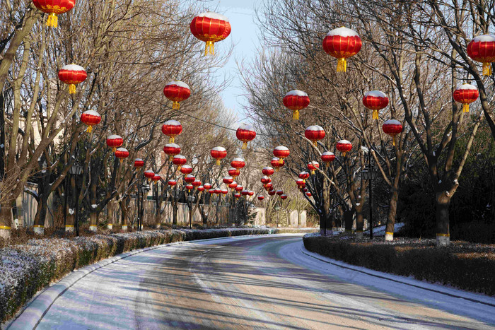 别墅区雪景装饰物白色人造建筑高端照片