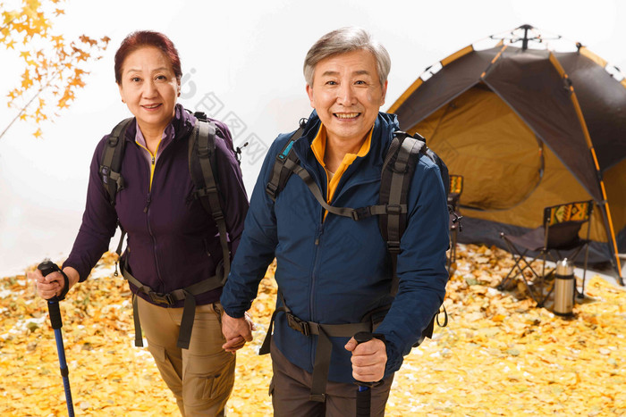 老年夫妇旅行水平构图高清图片